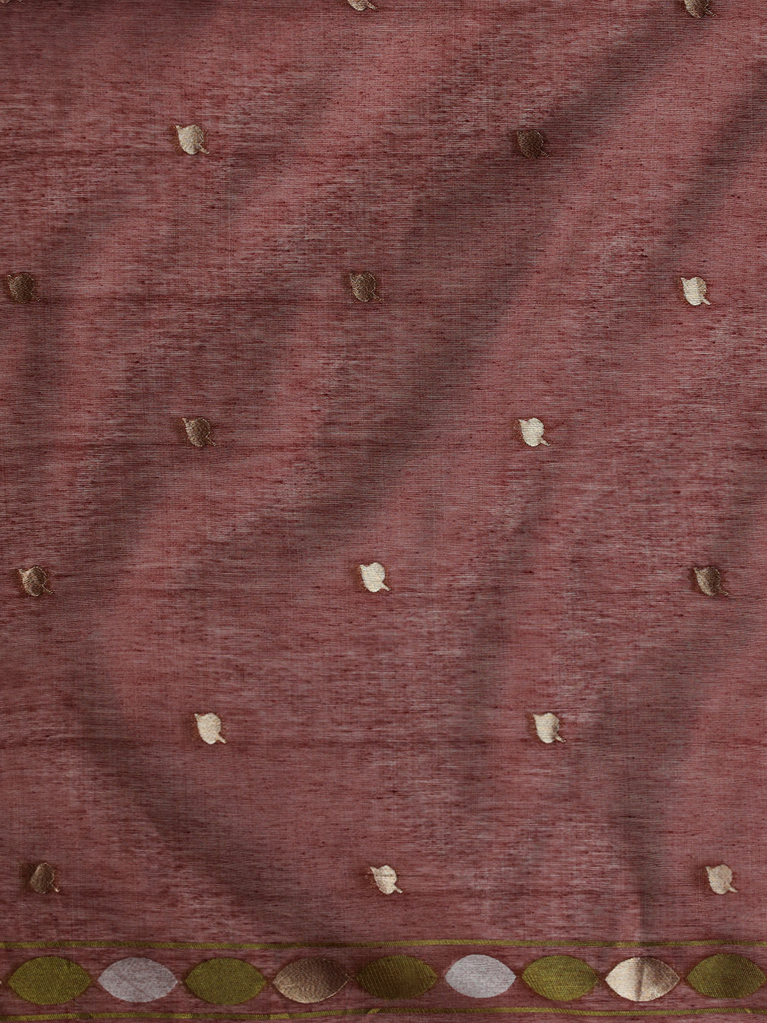 Sarha Women Floral Woven Design Zari Muga Saree in Rust Orange