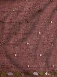 Sarha Women Floral Woven Design Zari Muga Saree in Rust Orange