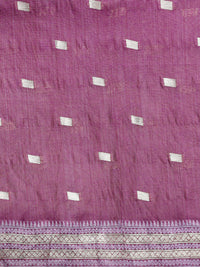 Woven Design Floral Chanderi Cotton Saree in Purple