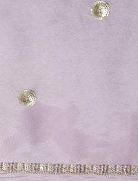 Floral Embroidered Beads And Stones Saree With Blouse Piece in Purple