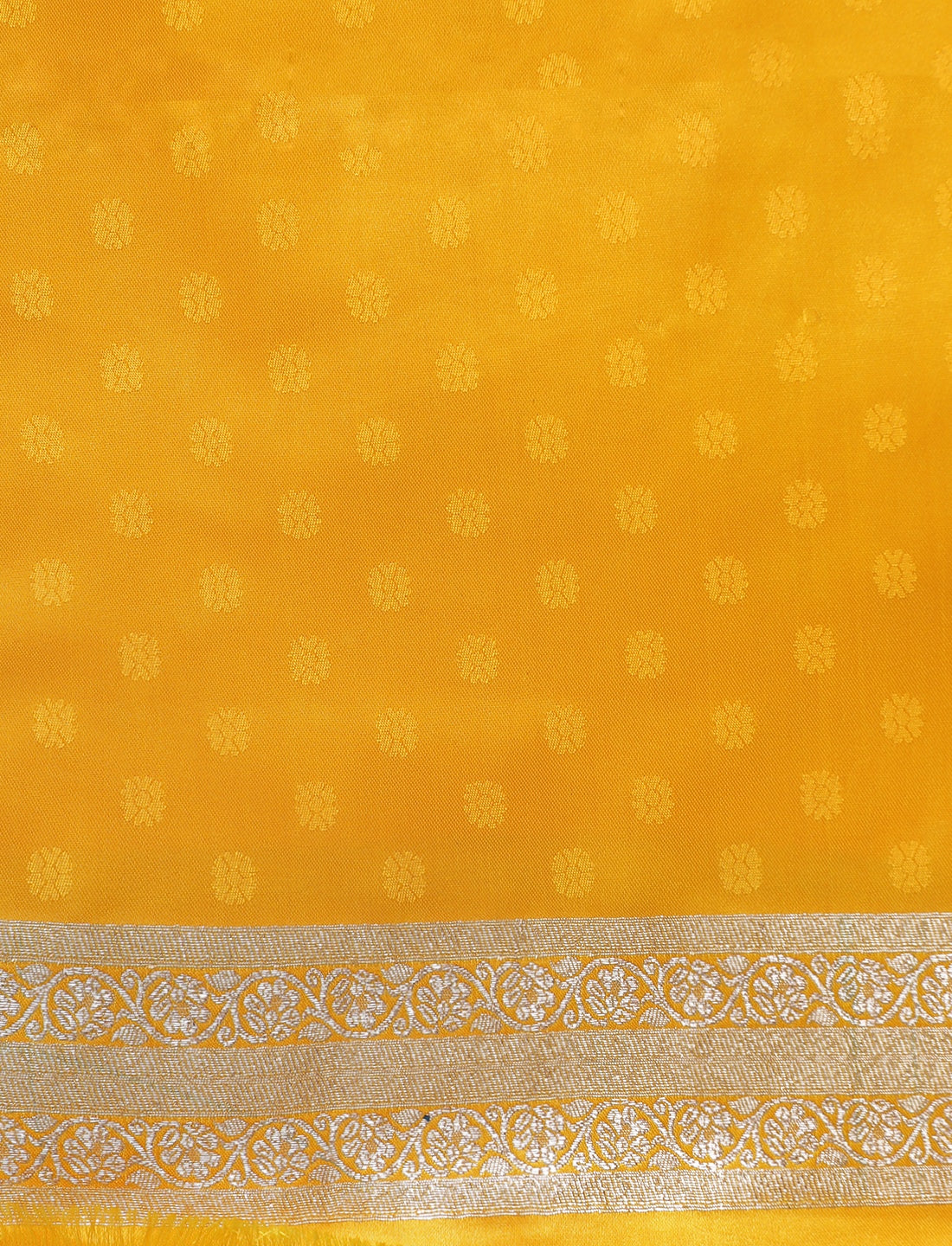 Ethnic Motifs Woven Design Zari Banarasi Saree in Yellow