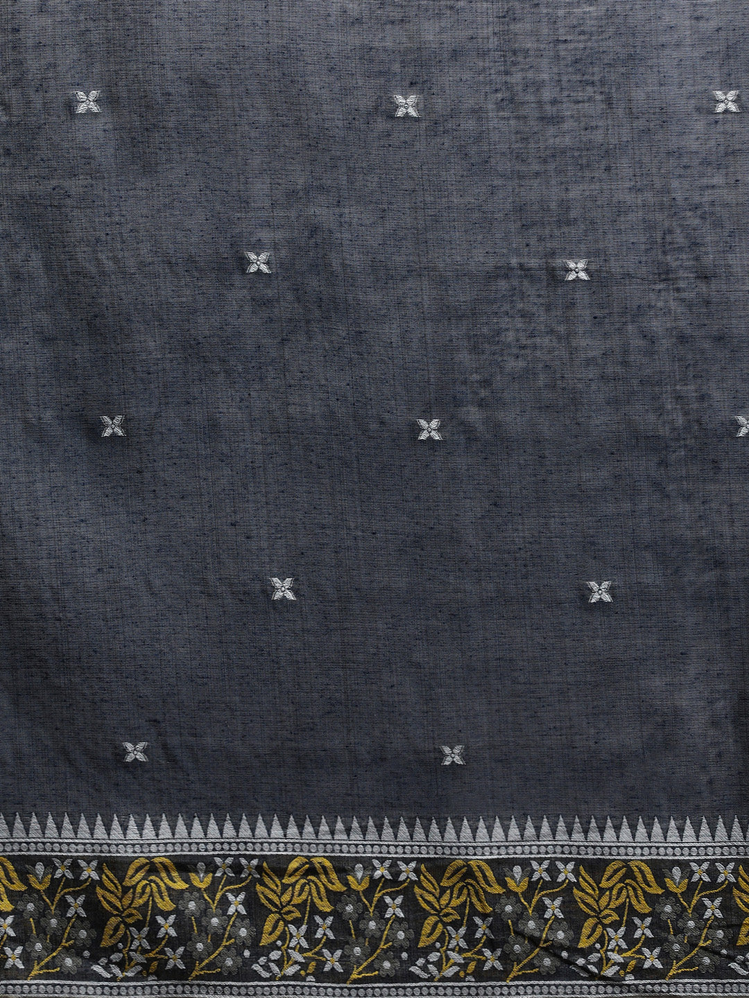 Sarha Floral Printed Muga Saree in Grey