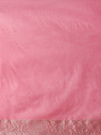 Woven Design Floral Chanderi Cotton Saree in Pink