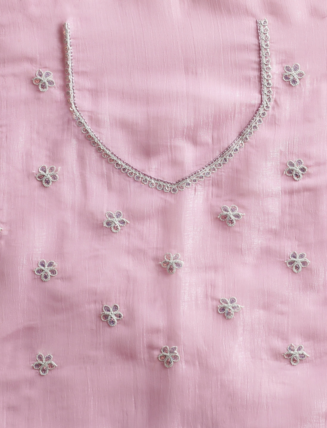 Sequinned Saree With Blouse in Pink