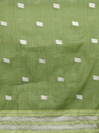 Woven Design Floral Chanderi Cotton Saree in Lime Green