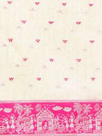 Woven Design Chanderi Cotton Saree with Pink Motifs