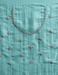 Solid Embellished Beads and Stones Saree in Blue