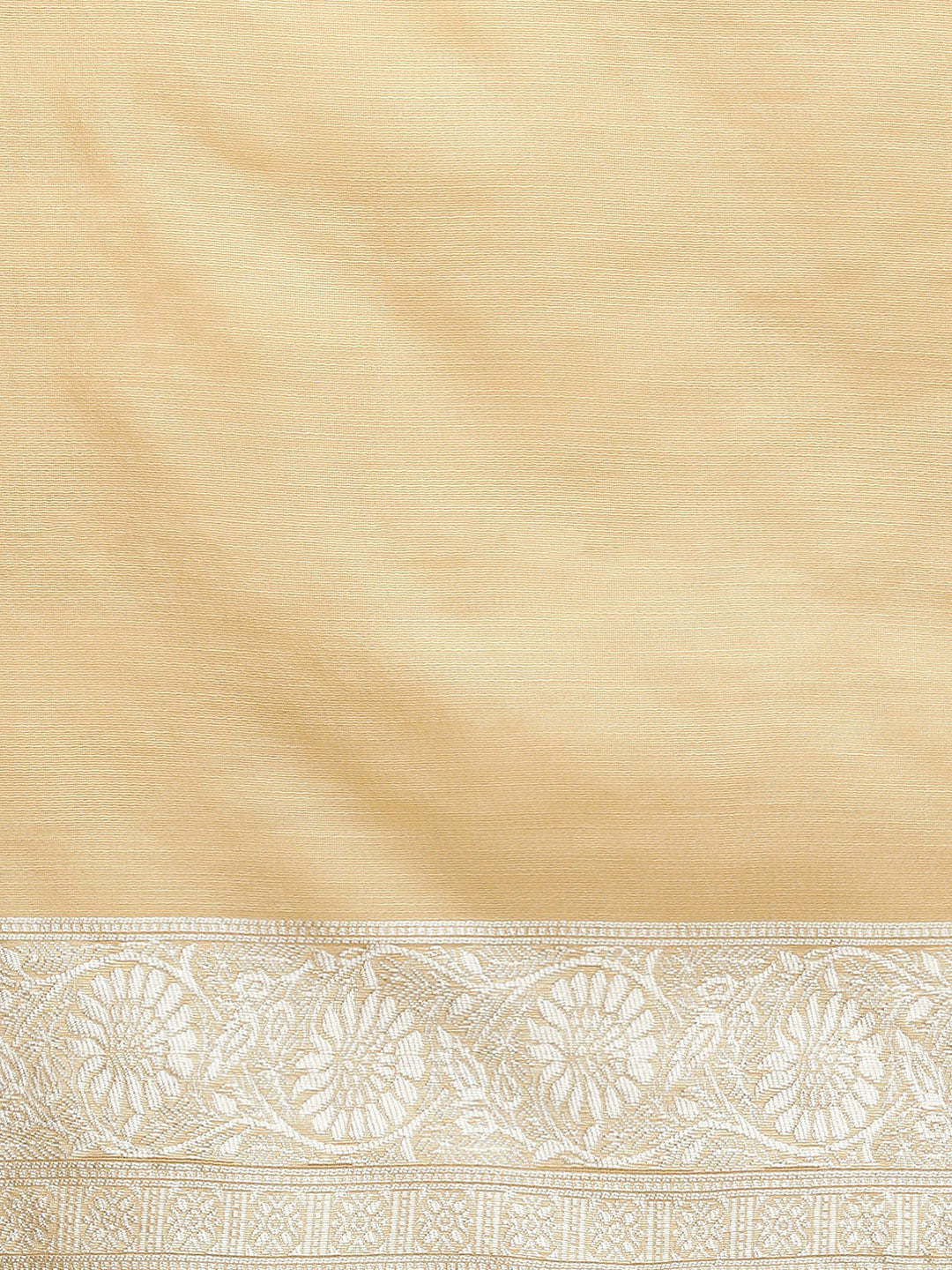 Woven Design Floral Chanderi Cotton Saree in Beige