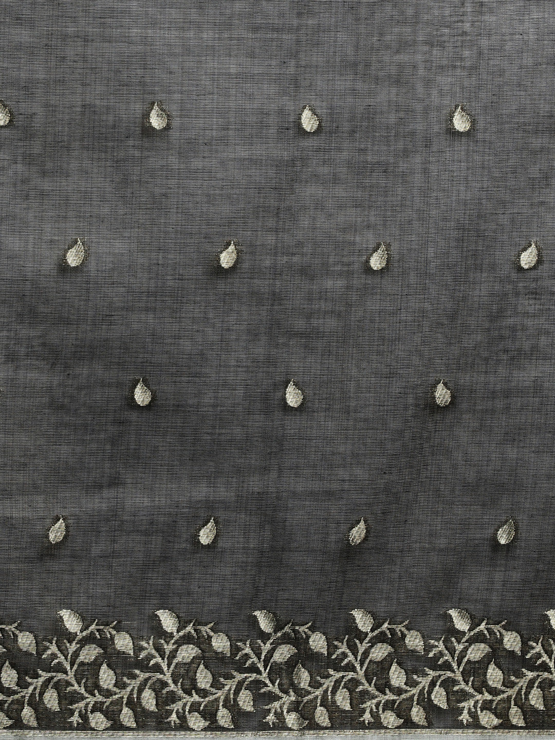 Sarha Floral Woven Design Chanderi Saree in Light Grey