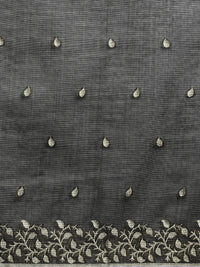 Sarha Floral Woven Design Chanderi Saree in Light Grey