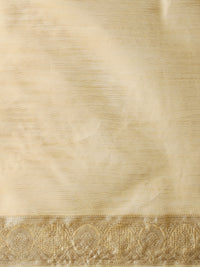 Woven Design Floral Chanderi Cotton Saree in Beige