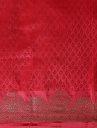 Women Paisley Woven Design Zari Banarasi Saree in Red