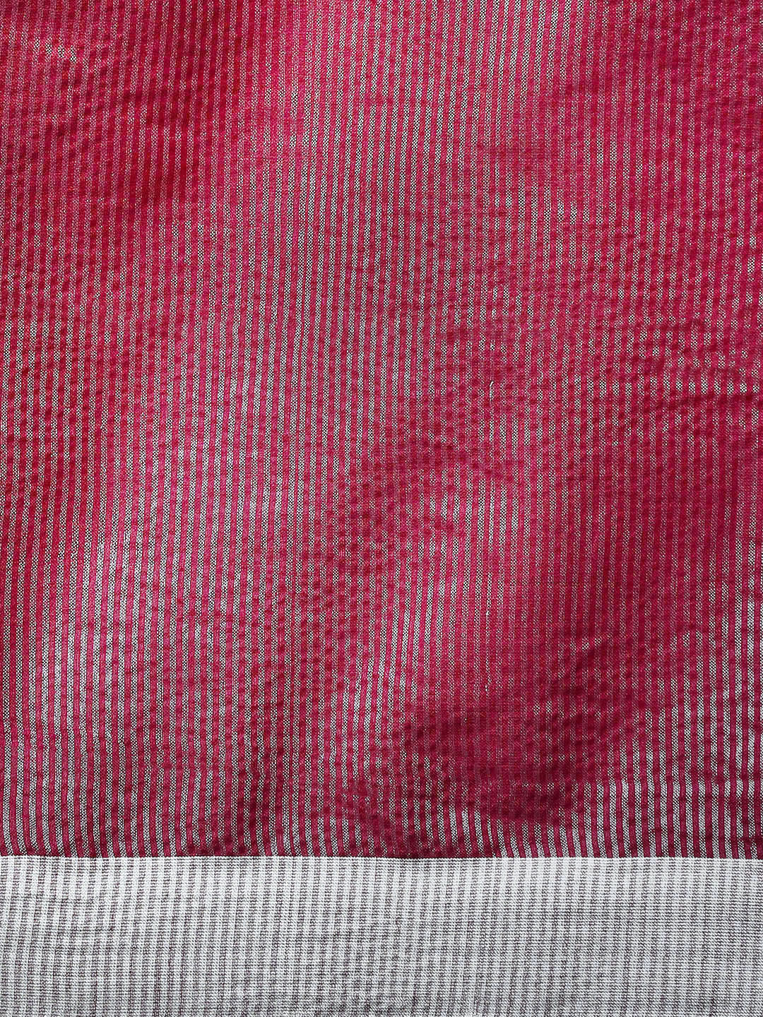 Woven Design Solid Bhagalpuri Linen Saree in Maroon