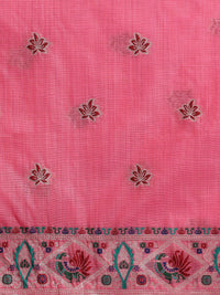 Woven Design Floral Muga Cotton Saree in Lavender