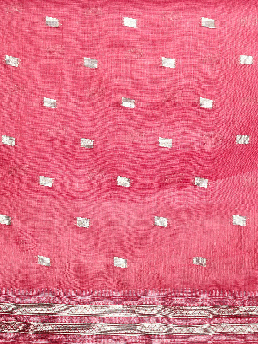 Woven Design Floral Chanderi Cotton Saree in Pink