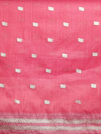Woven Design Floral Chanderi Cotton Saree in Pink