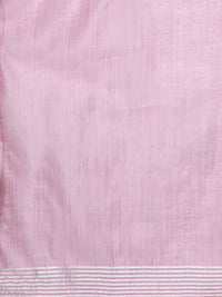 Handloom Geometric Woven Design Chanderi Saree in pink