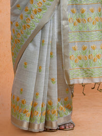 Aranya Cotton in Beige with Yellow Motifs