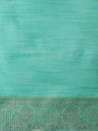 Woven Design Floral Chanderi Cotton Saree in Sea Green