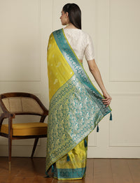 Woven Design Banarasi Saree With Unstitched Blouse in Light Green