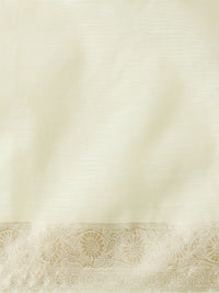 Woven Design Floral Chanderi Cotton Saree in Cream