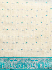 Woven Design Chanderi Cotton Saree with Blue Motifs