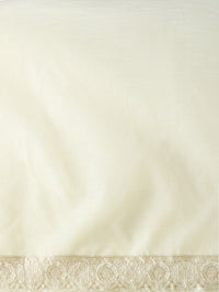 Woven Design Floral Chanderi Cotton Saree Cream