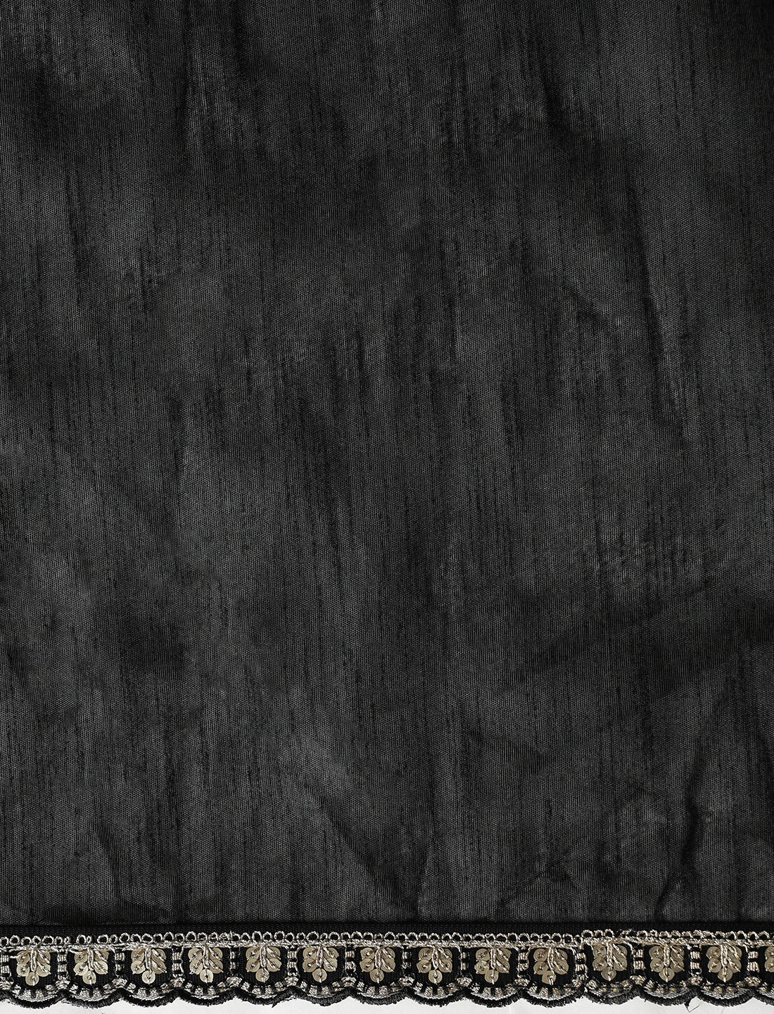 Geometric Embellished Sequinned Saree With Blouse in Black