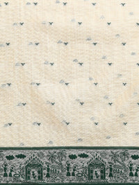 Woven Design Chanderi Cotton Saree with Green Motifs