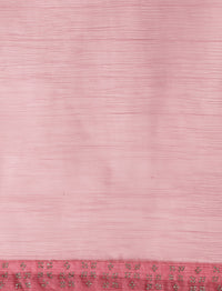 Floral Embellished Chiffon Saree With Unstitched Blouse in Pink