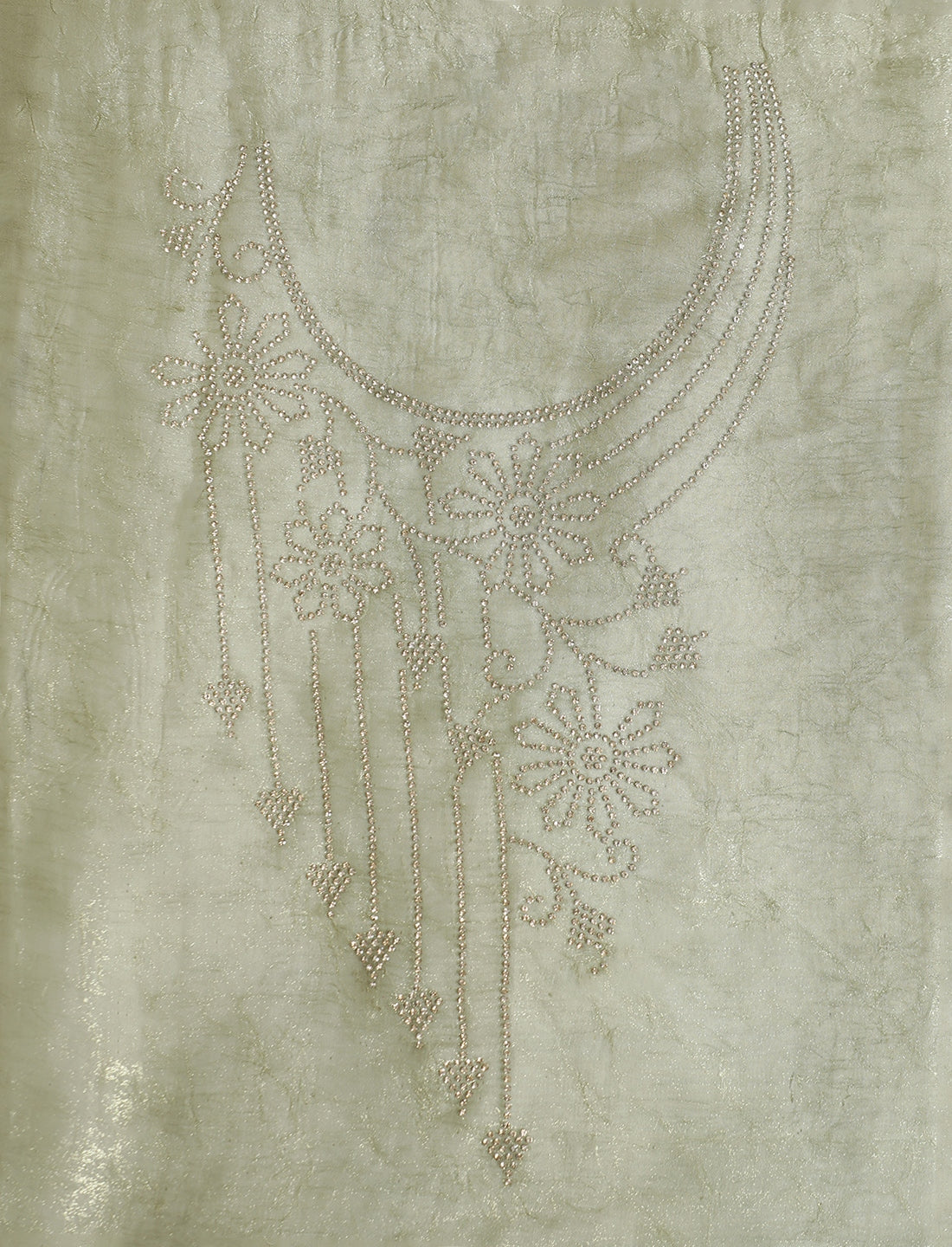 Embellished Saree With Unstitched Blouse in Green