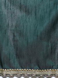 Embellished Satin Silk Sequinned With Tassles Saree in green