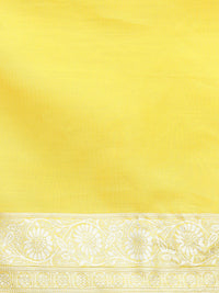 Woven Design Floral Chanderi Cotton Saree in Yellow