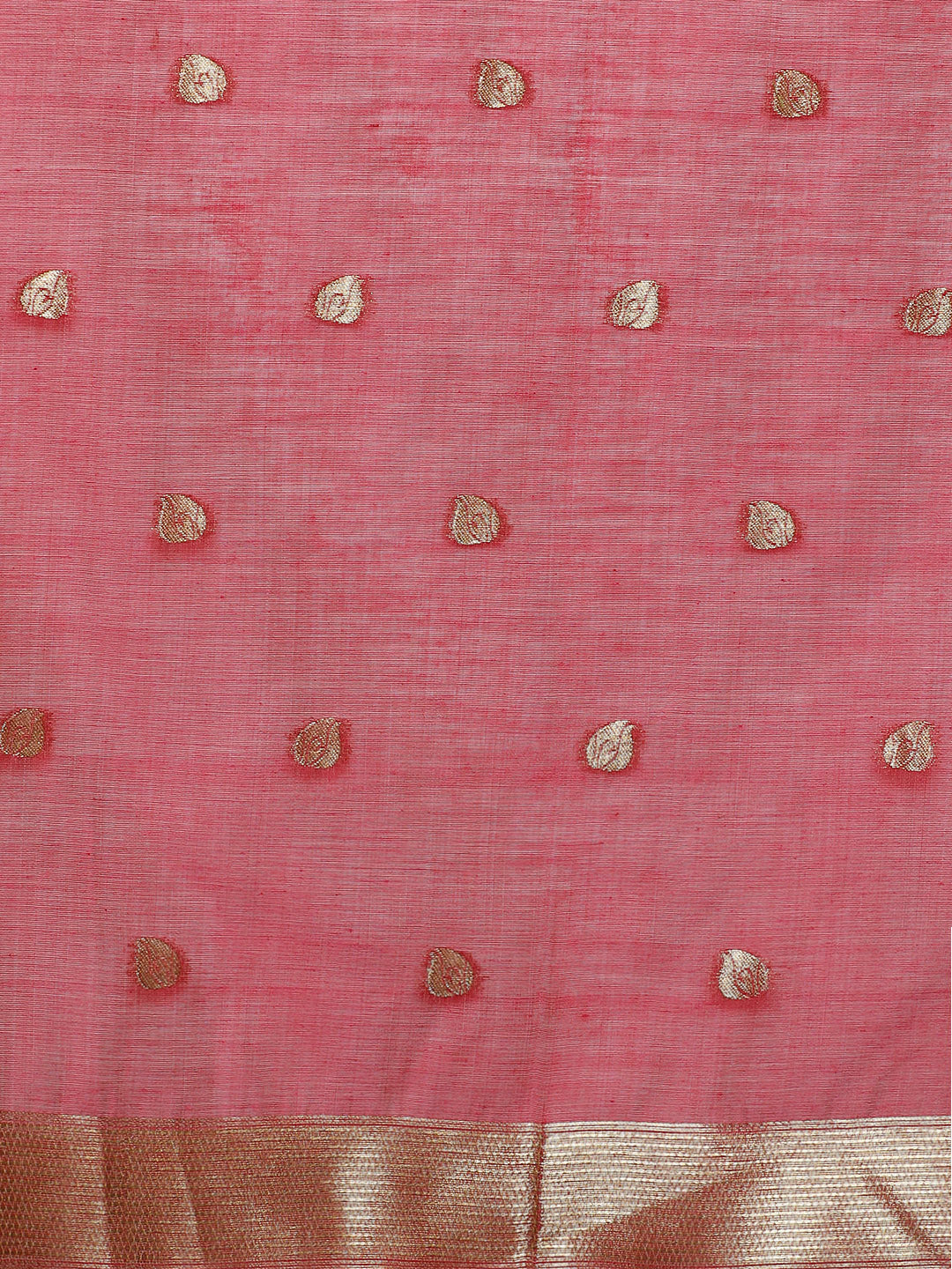 Floral Printed Zari Chanderi Saree in pink