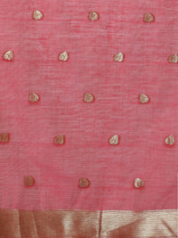Floral Printed Zari Chanderi Saree in pink