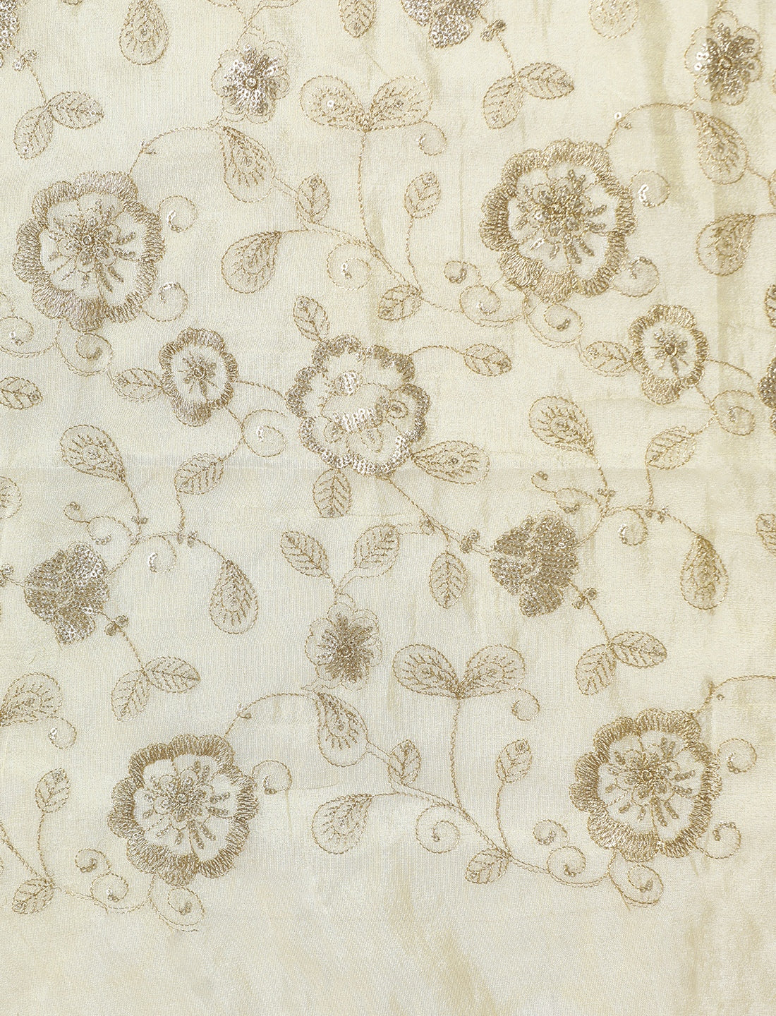 Embroidered Sequinned Georgette Saree in Cream