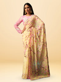 Basanti Bloom in Butter Yellow with Floral Motifs