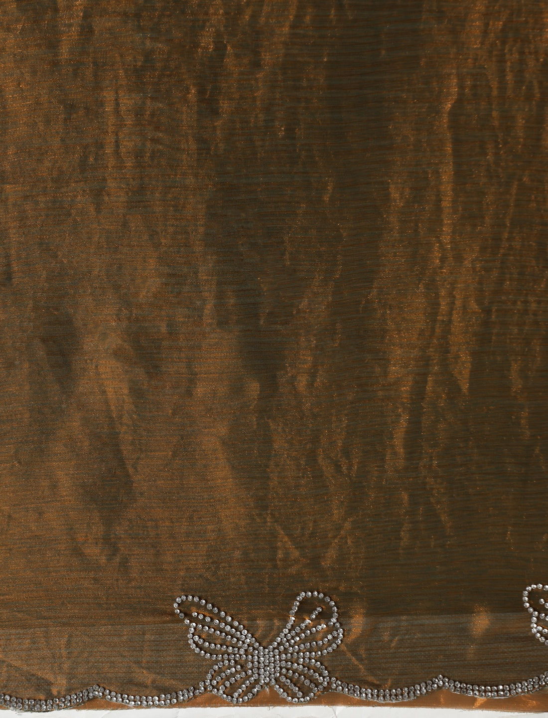 Beads and Stones Wedding Saree With Blouse in Mustard / Gold