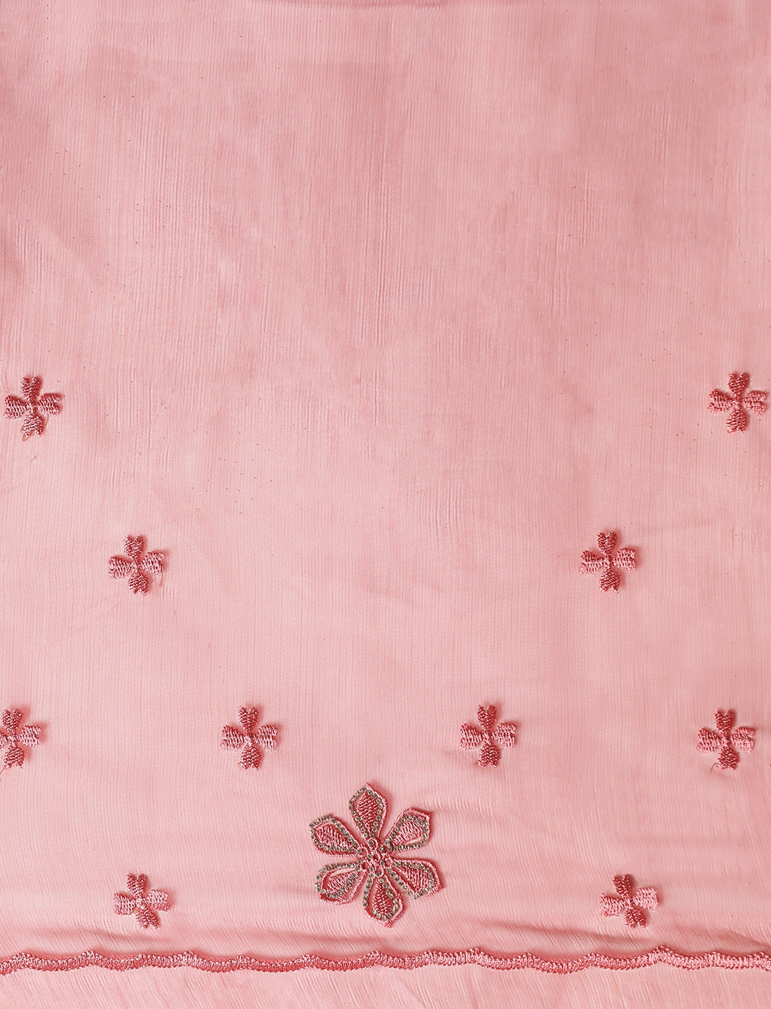 Embellished Saree With Unstitched Blouse in Pink