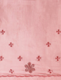 Embellished Saree With Unstitched Blouse in Pink