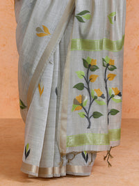 Rithika Cotton in Beige with Green Motifs