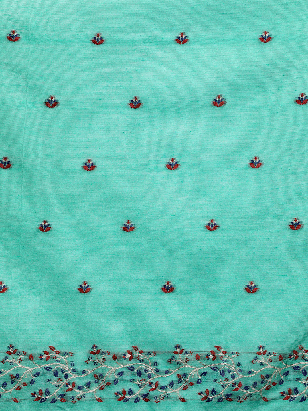 Sarha Ethnic Motifs Embroidered Muga Saree in Green