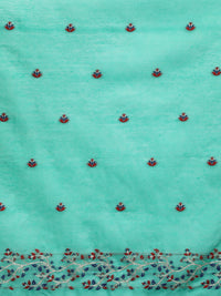 Sarha Ethnic Motifs Embroidered Muga Saree in Green