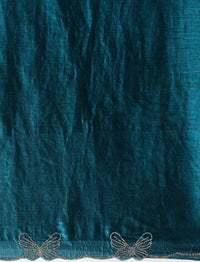 Embellished Beads and Stones Saree With Blouse in Blue