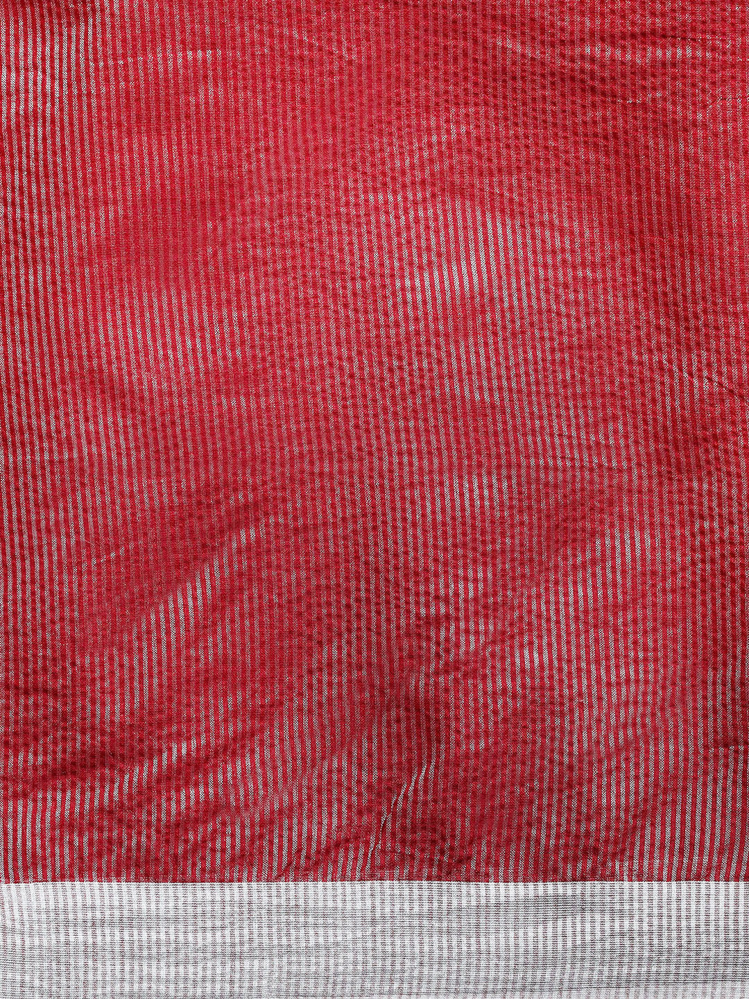 Woven Design Solid Bhagalpuri Linen Saree in Red