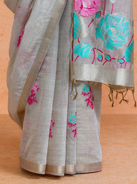 Leela Cotton in Beige with Pink Motifs