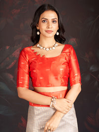 Vastra Silk In Red And Grey