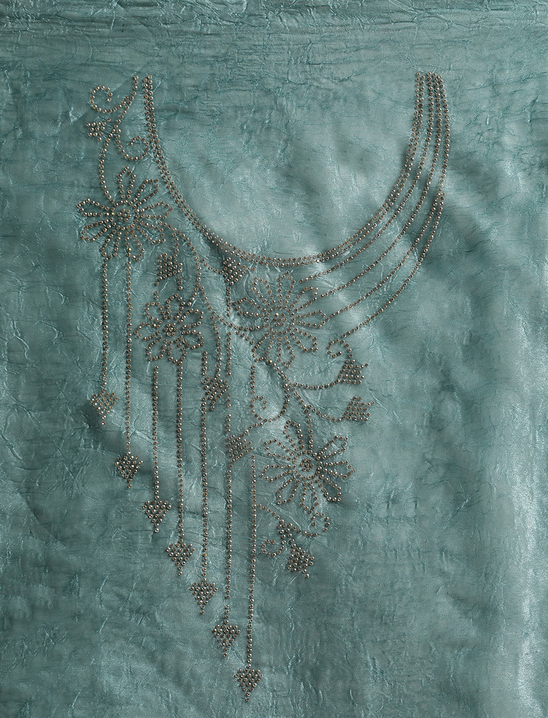 Embellished Saree With Unstitched Blouse in Blue