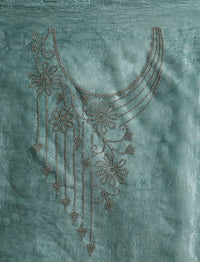 Embellished Saree With Unstitched Blouse in Blue