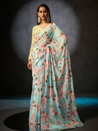 Basanti Bloom in Light Blue with Floral Motifs